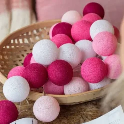 Cotton Ball valosarja pinkki 35-palloa
