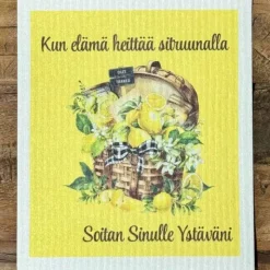 Elämä heittää sitruunalla tiskirätti