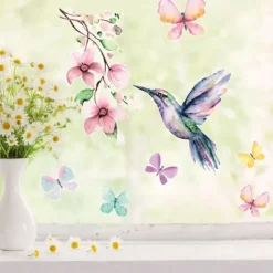 Ikkunatarrasetti Kolibri ja perhoset