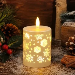 Jouluinen LED-kynttilä Lumihiutaleet