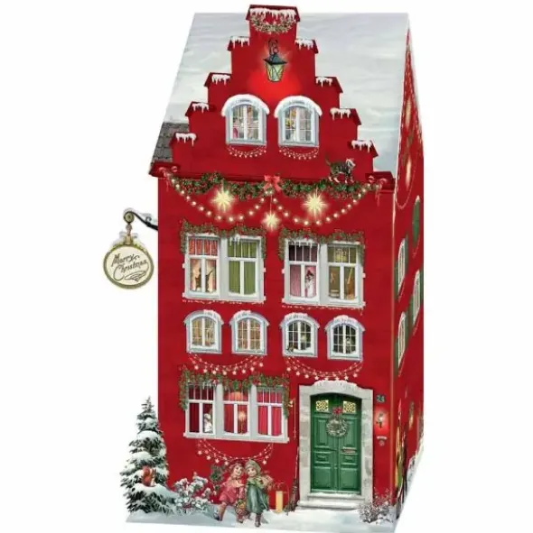 Joulukalenteri Joulutalo valoilla 30 cm