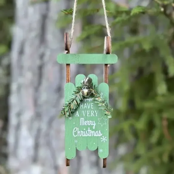 Joulukoriste kelkka vihreä 16 cm