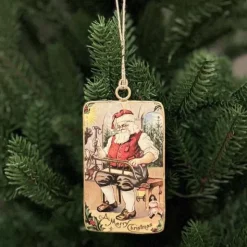 Joulukoriste Vintage Joulupukki ja kelkka
