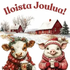 Joulukortti Iloinen maatila