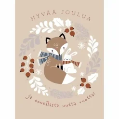 Joulukortti Joulukettu ja pupu