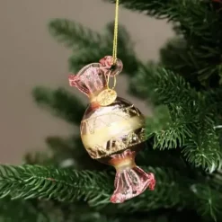 Joulukuusenkoriste Candy roosa 8 cm lasia
