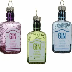 Joulukuusenkoriste Gin lasipullo 8,5 cm, eri värejä