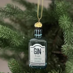 Joulukuusenkoriste Gin lasipullo 8,5 cm, eri värejä
