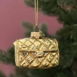 Joulukuusenkoriste Käsilaukku kulta lasia 5 cm