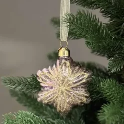 Joulukuusenkoriste Kukkatähti lasia 8 cm vaalea violetti