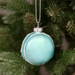 Joulukuusenkoriste Macaron lasia turkoosi