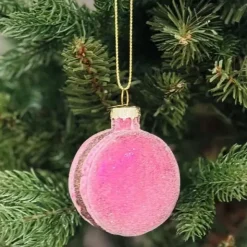 Joulukuusenkoriste Macaron lasia tumma pinkki
