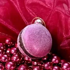 Joulukuusenkoriste Macaron lasia tumma pinkki