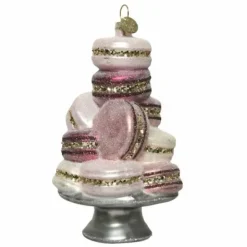 Joulukuusenkoriste Macaron-leivokset tarjottimella 13 cm