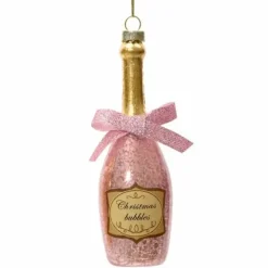 Joulukuusenkoriste Shampanjapullo roosa 13,5 cm