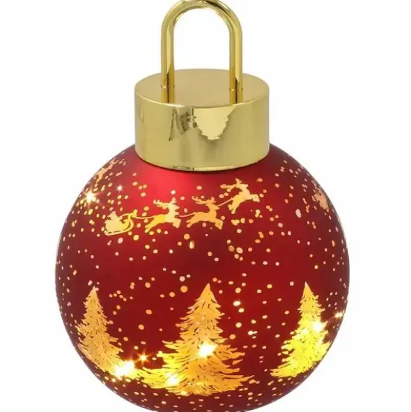 Joulupallokoriste led-valolla lasia 16 cm