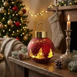 Joulupallokoriste led-valolla lasia 16 cm