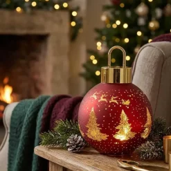 Joulupallokoriste led-valolla lasia 28 cm