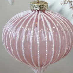 Joulupallo Sipuli lasia 8 cm roosa