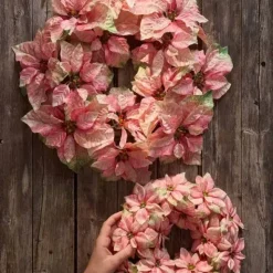 Joulutähtikranssi 50 cm vaaleanpunainen