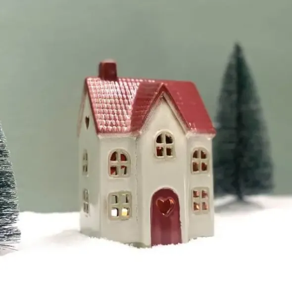 Keraaminen talolyhty sydänovella 15 cm