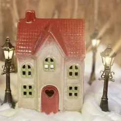 Keraaminen talolyhty sydänovella 15 cm