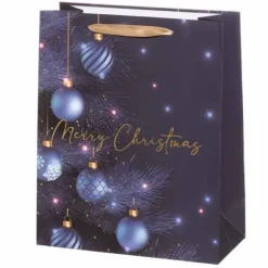 Lahjakassi Merry Christmas 32 cm sininen
