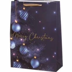Lahjakassi Merry Christmas 42 cm sininen