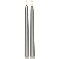 LED-antiikkikynttilä 2 kpl hopea 28,5cm