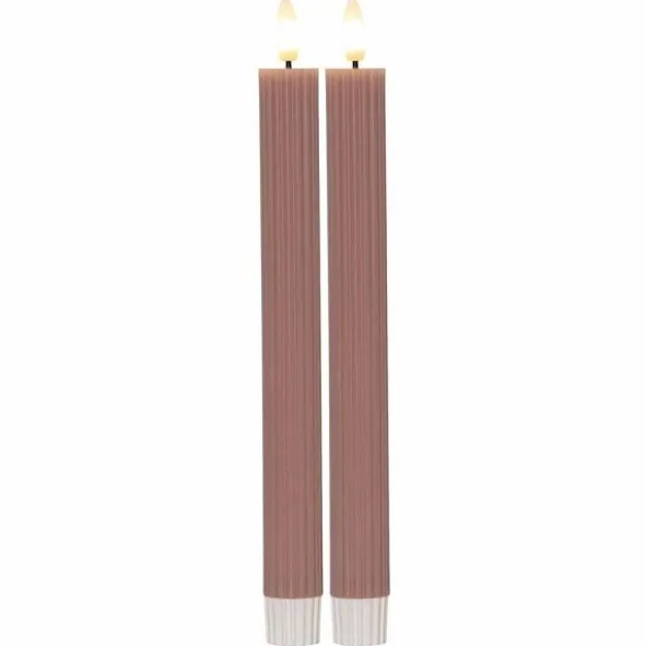 LED-antiikkikynttilä Stripe 2 kpl roosa