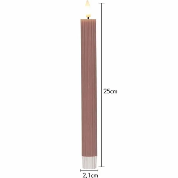 LED-antiikkikynttilä Stripe 2 kpl roosa