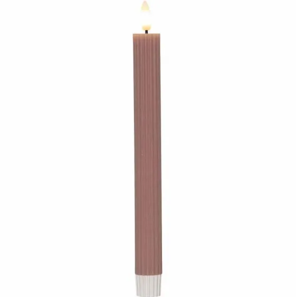 LED-antiikkikynttilä Stripe 2 kpl roosa