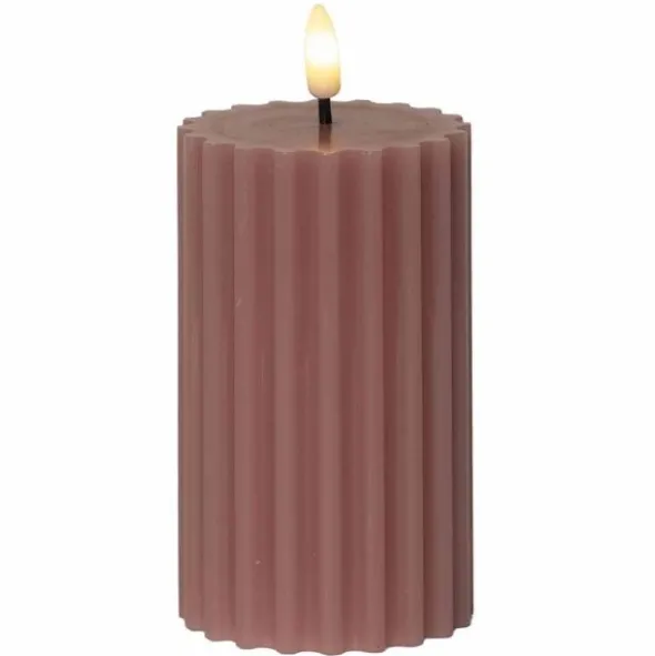 LED-kynttilä Stripe roosa 15 cm