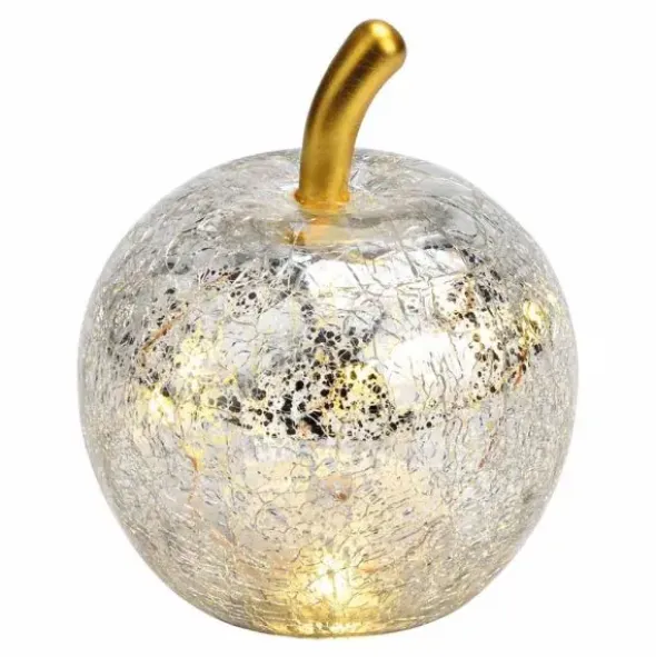 Omenakoriste led-valolla 9 cm hopea