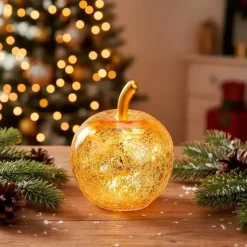 Omenakoriste led-valolla 9 cm kulta