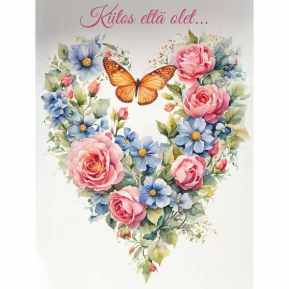 Postikortti Kiitos että olet…