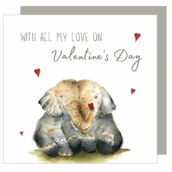 Postikortti 2-osainen Norsuhalaus Valentines Day
