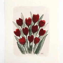 Punaiset tulppaanit tiskirätti