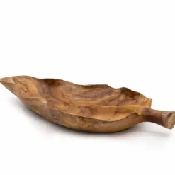 Puukulho Teak 40 cm Lehtimalli