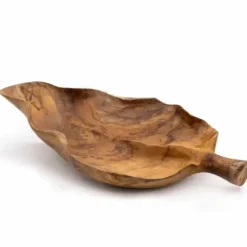 Puukulho Teak 40 cm Lehtimalli