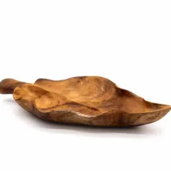 Puukulho Teak 40 cm Lehtimalli