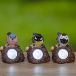 Puutarhakoriste Lintu aurinkokennovalolla – useita malleja
