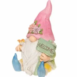 Puutarhatonttu ja Welcome-kyltti 24,5 cm