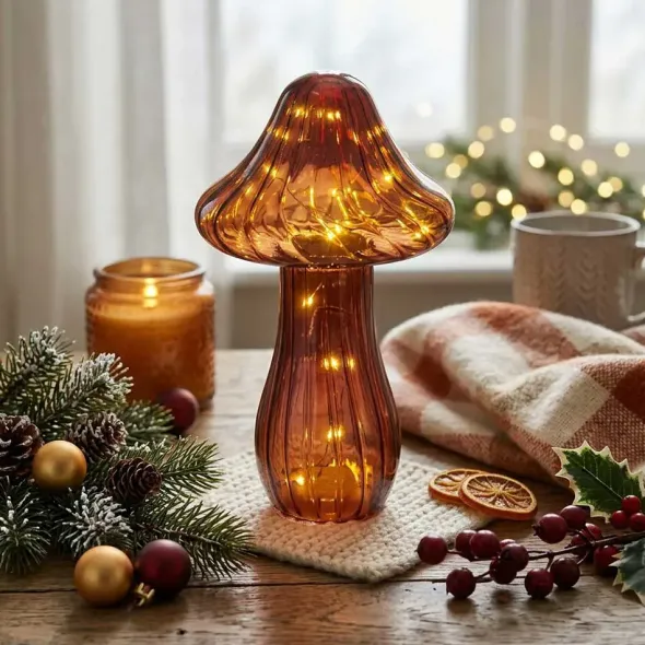 Sienikoriste led-valolla lasia 25 cm