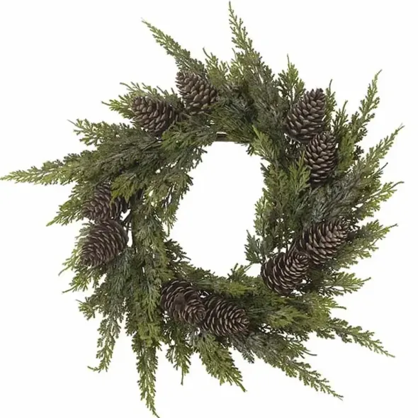 Sypressikranssi kävyillä 50 cm – ovikranssi