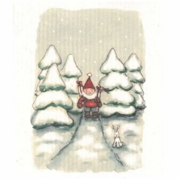 Tonttu metsäpolulla tiskirätti