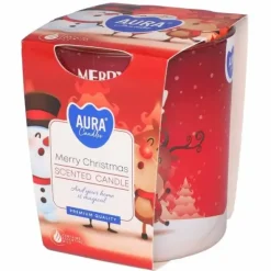 Tuoksukynttilä lasiastiassa Merry Christmas