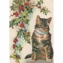 Vintage joulukortti Joulukissa